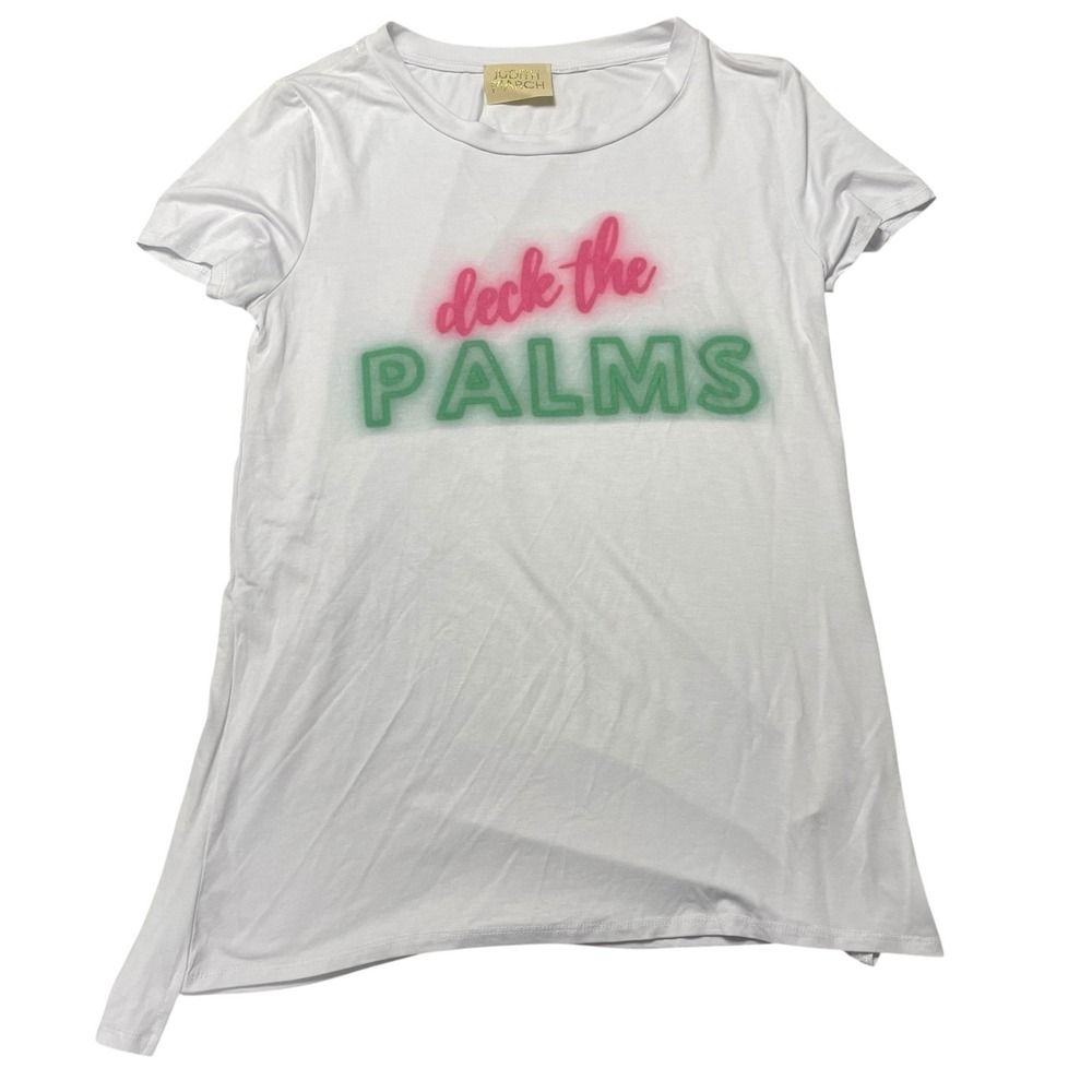 Women's Medium Judith March‎ Deck The Palms Christmas T Shirt